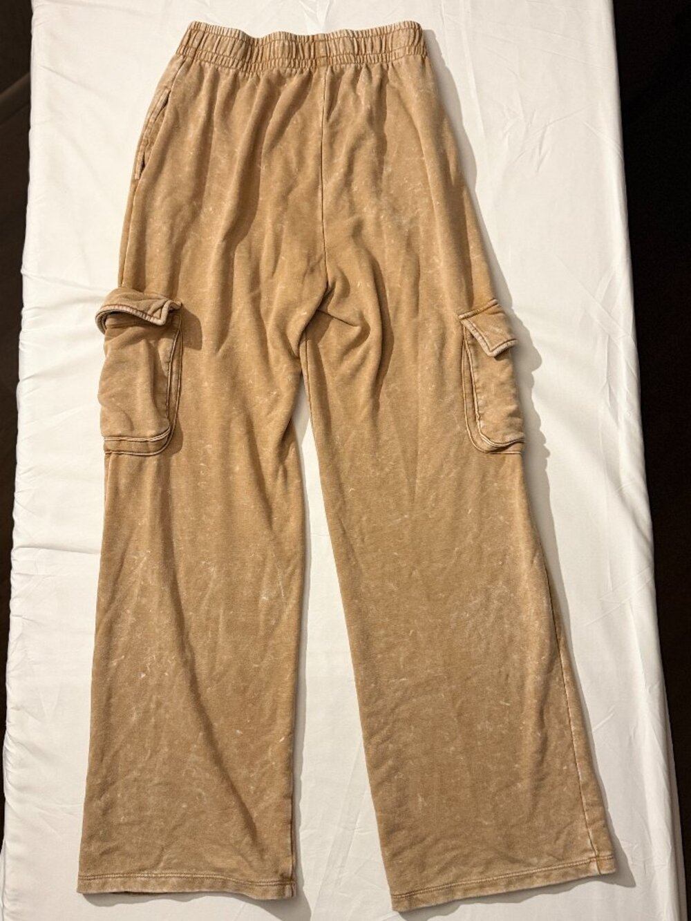 Wild Fable Cargo Sweatpants Small Tan Brown Wide Leg Pull On Cotton Blend